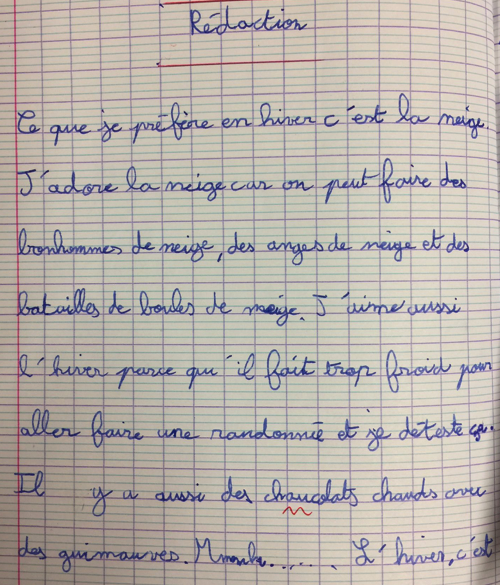 Cahier d'écriture