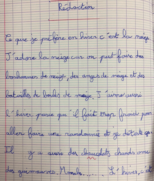 Cahier d'écriture